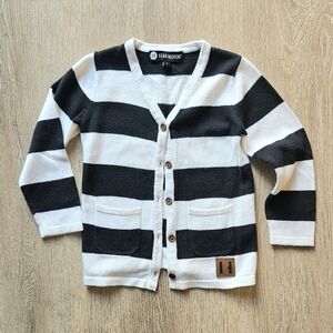 Black and White Striped Cardigan